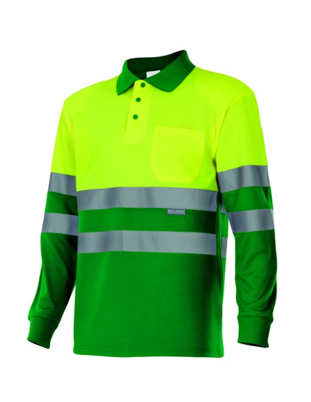 Polo bicolor manga larga de alta visibilidad