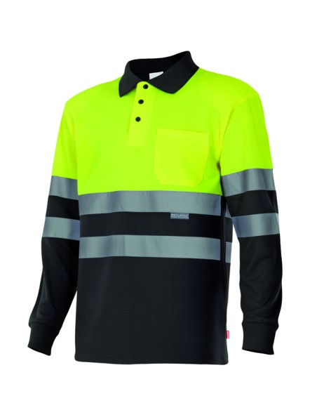 Polo bicolor manga larga de alta visibilidad