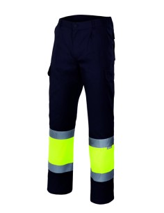 PANTALÓN BICOLOR DE ALTA VISIBILIDAD. NEGRO AMARILLO FLÚOR TALLA S-5XL