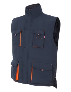 CHALECO ACOLCHADO BICOLOR. AZUL NAVY NARANJA TALLA S-3XL
