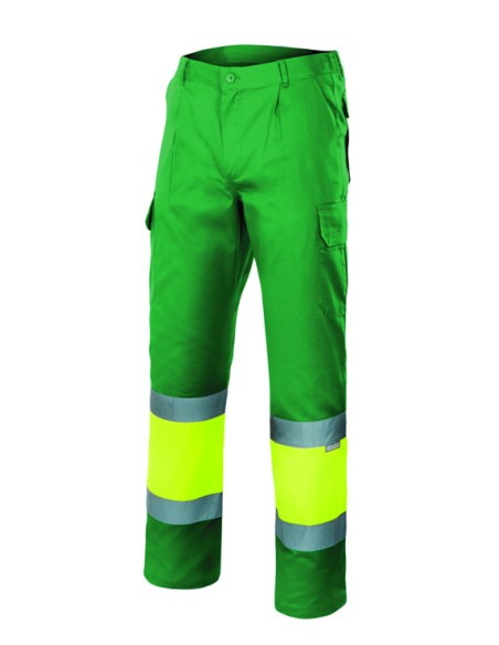 PANTALÓN BICOLOR DE A. V.  VERDE HIERBA AMARILLO FLÚOR TALLA S-3XL