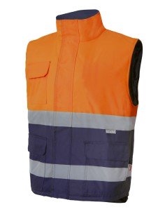 CHALECO ACOLCHADO BICOLOR DE A. V.  NARANJA FLÚOR AZUL NAVY TALLA S-3XL 2