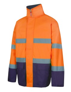 PARKA BICOLOR A. V. NARANJA FLÚOR AZUL MARINO TALLA S-5XL