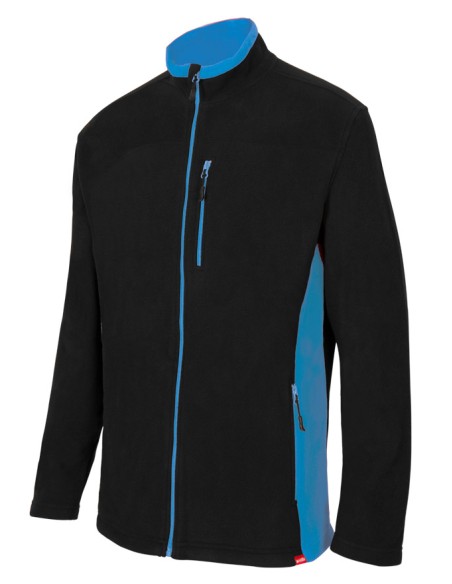 CHAQUETA POLAR BICOLOR. NEGRO CELESTE TALLA S-3XL