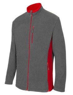 CHAQUETA POLAR BICOLOR. GRIS ROJO TALLA XS-3XL