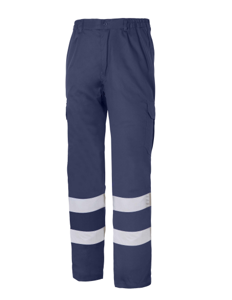 PANTALÓN MULTIBOLSILLOS CON 2 BANDAS REFLECTANTES Y FORRO 1001E-MARINO TALLA 2XS-5XL