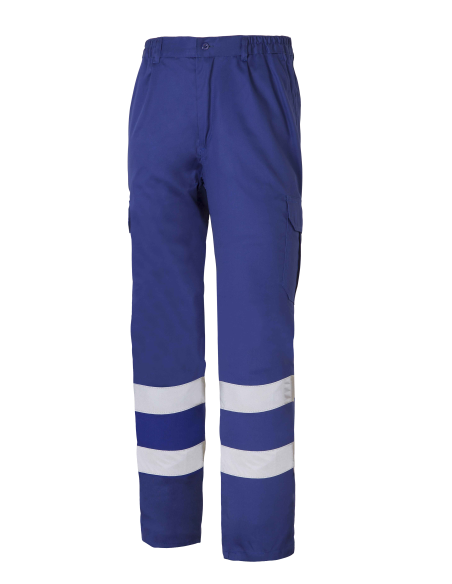 PANTALÓN MULTIBOLSILLOS CON 2 BANDAS REFLECTANTES Y FORRO 1001E-AZULINA TALLA XS-5XL