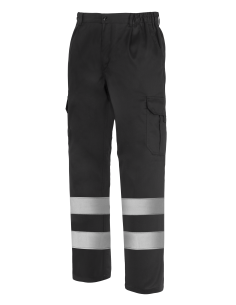 PANTALÓN MULTIBOLSILLOS CON 2 BANDAS REFLECTANTES Y FORRO 1001E-NEGRO TALLA XS-5XL