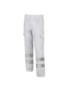 PANTALÓN MULTIBOLSILLOS CON 2 BANDAS REFLECTANTES Y FORRO 1001E-BLANCO TALLA 2XS-5XL