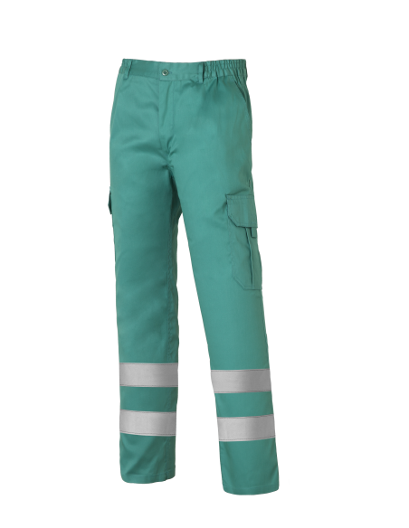 PANTALÓN MULTIBOLSILLOS CON 2 BANDAS REFLECTANTES Y FORRO 1001E-VERDE CLARO TALLA 2XS-5XL