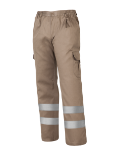 PANTALÓN MULTIBOLSILLOS CON 2 BANDAS REFLECTANTES Y FORRO 1001E-BEIGE TALLA 2XS-5XL