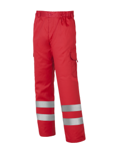 PANTALÓN MULTIBOLSILLOS CON 2 BANDAS REFLECTANTES Y FORRO 1001E-ROJO TALLA 2XS-5XL