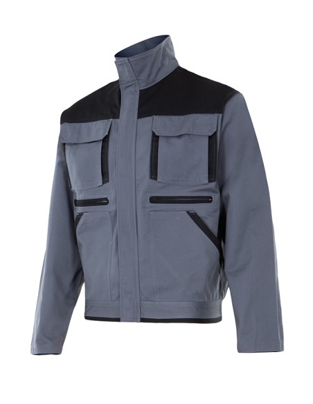 CAZADORA BICOLOR HOMBRE. GRIS NEGRO TALLA -3XL