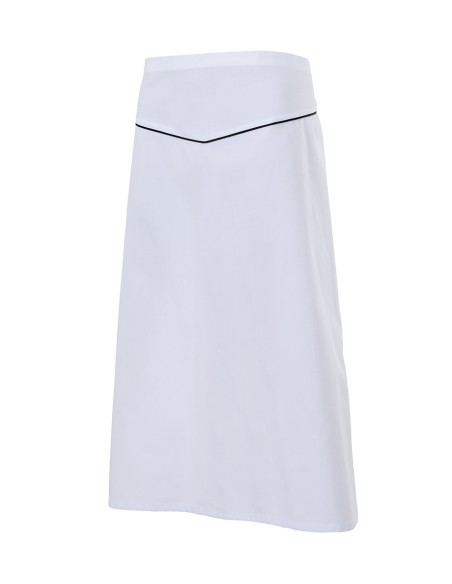 DELANTAL CON VIVO EN UVE. BLANCO NEGRO (1)