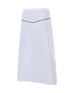 DELANTAL CON VIVO EN UVE. NEGRO BLANCO 2