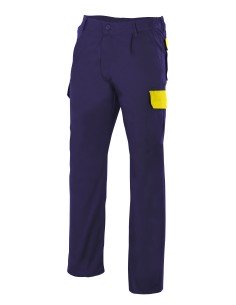 PANTALON BICOLOR MULTIBOLSILLO. MARINO AM.FLUOR TALLA 36-58