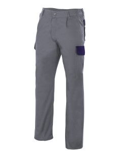 PANTALON BICOLOR MULTIBOLSILLO. GRIS AZUL MARIN