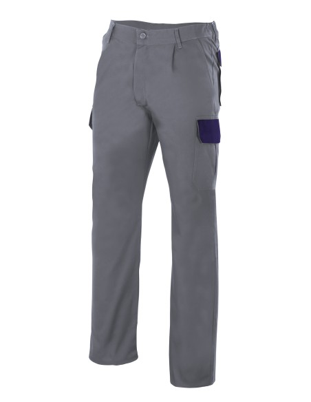 PANTALON BICOLOR MULTIBOLSILLO. GRIS AZUL MARIN