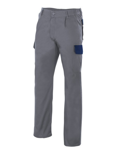 PANTALON BICOLOR MULTIBOLSILLO. GRIS AZULINA TALLA 36-60