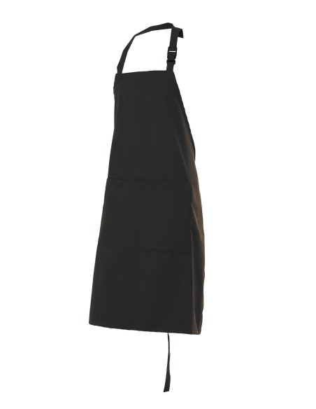 DELANTAL CON PETO Y 1 BOLSILLO. NEGRO