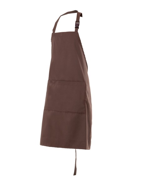 DELANTAL CON PETO Y 1 BOLSILLO. MARRON