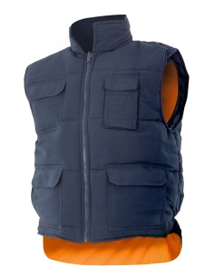 CHALECO ACOLCHADO REVERSIBLE. MARINO NA.FLUOR TALLA S-3XL