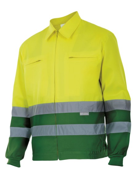 CAZADORA AV BICOLOR. A.FLÚO V.HIERBA TALLA S-3XL