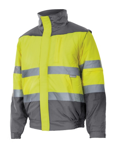 CAZADORA DE AV BICOLOR. A.FLUOR GRIS TALLA S-5XL