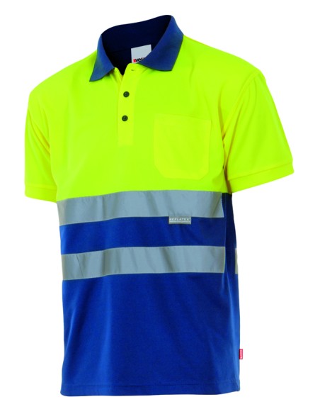 POLO BICOLOR ALTA VISIBILIDAD. A.FLUOR AZULINA TALLA S-5XL