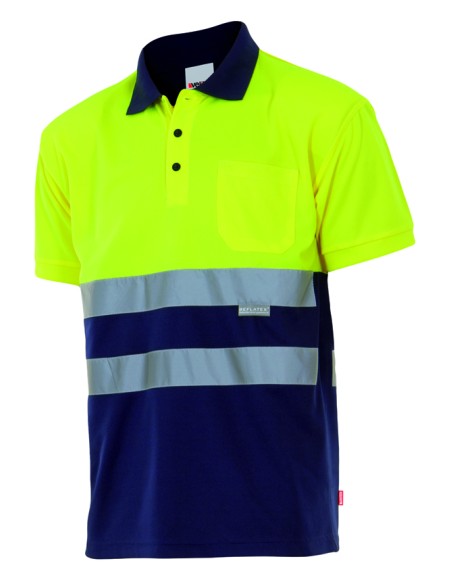 POLO BICOLOR ALTA VISIBILIDAD. SUP AMA INF MAR TALLA S-5XL