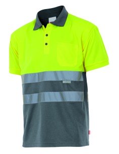 POLO BICOLOR ALTA VISIBILIDAD. SUP AM INF GRIS TALLA S-5XL