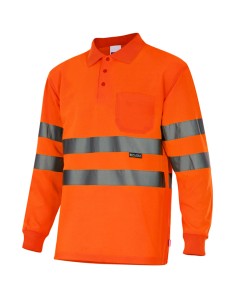 POLO DE AV MANGA LARGA. NARANJA FLUOR TALLA S-5XL