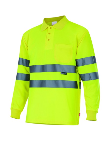 POLO DE AV MANGA LARGA. AMARILLO FLUOR TALLA S-5XL