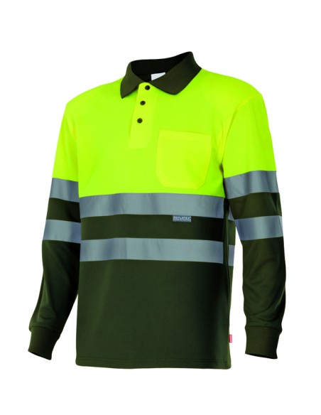 POLO BICOLOR AV DE MANGA LARGA. A.FLUOR V.CAZA TALLA XS-5XL