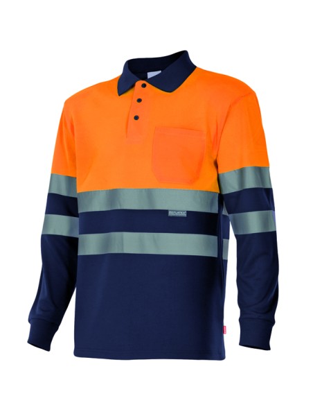 POLO BICOLOR AV DE MANGA LARGA. SUP NAR INF MAR TALLA XS-5XL