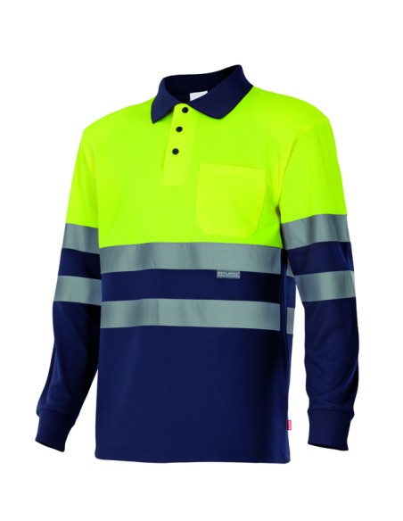 POLO BICOLOR AV DE MANGA LARGA. SUP AMA INF MAR TALLA XS-5XL