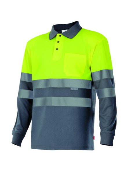 POLO BICOLOR AV DE MANGA LARGA. SUP AM INF GRIS TALLA XS-5XL