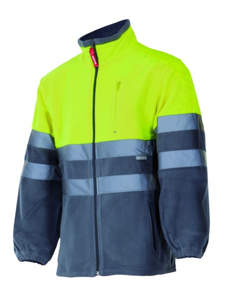 CHAQUETA POLAR BICOLOR A VISIB. SUP AM INF GRIS TALLA XS-5XL