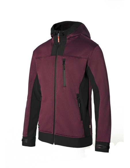 CAZADORA SOFTSHELL BICOLOR CAP. GRANATE JAS NEG TALLA XS-3XL