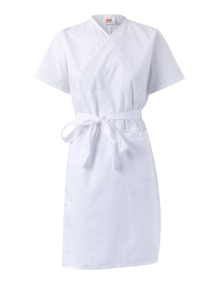 BATA CRUZADA DE MANGA CORTA. BLANCO TALLA S-XL