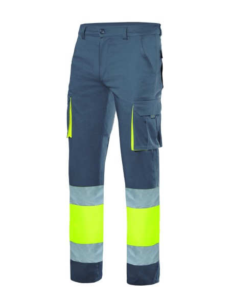 PANTALON BICOLOR STRETCH DE AV. GRIS AMA FLUOR S-3XL