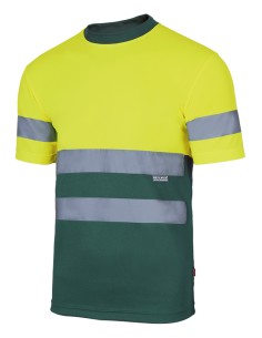 CAMISETA BICOLOR AV. A.FLUOR VERDE S-3XL