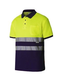POLO ALGODÓN BICOLOR MC AV. A.FLUOR A.NAVY S-3XL