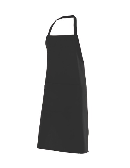 DELANTAL DE POLIESTER CON PETO. NEGRO