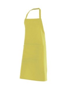 DELANTAL DE POLIESTER CON PETO. AMARILLO CLARO
