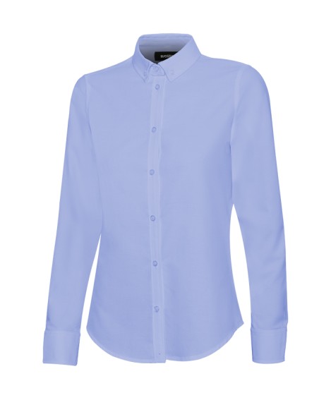 CAMISA OXFORD MANGA LARGA MUJE. CELESTE TALLA S-2XL