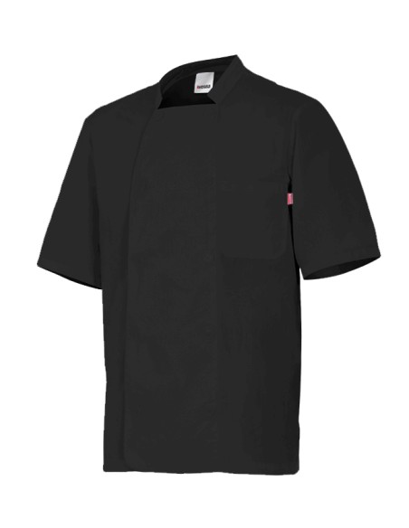 CHAQUETA COCINERO POPELIN M C. NEGRO TALLA XS-3XL
