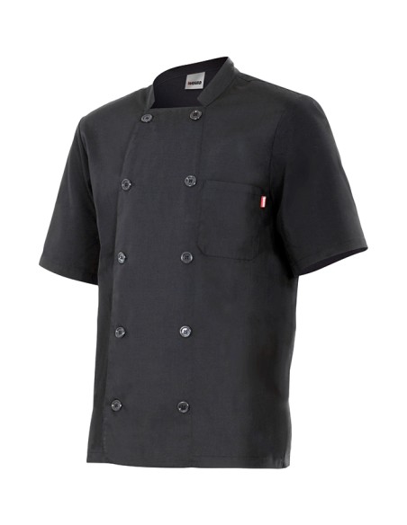 CHAQUETA COCINERO MANGA CORTA. NEGRO TALLA 44-64