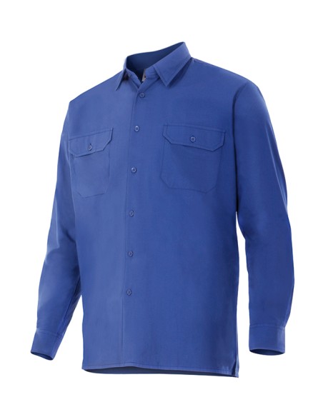 CAMISA MANGA LARGA 2 BOLSILLOS. AZULINA TALLA S-3XL