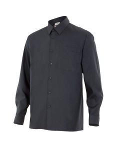 CAMISA MANGA LARGA UN BOLSILLO. NEGRO TALLA S-3XL